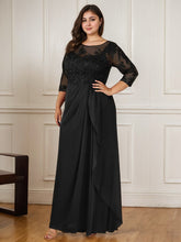 A-Line Floor-Length Scoop Chiffon Mother of Bride Dress